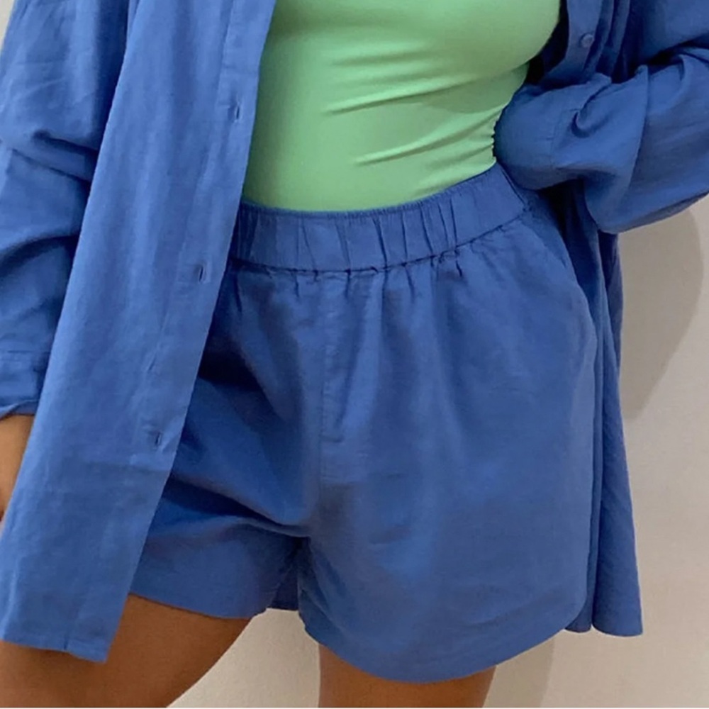 WeWoreWhat Linen Chambray Elastic Shorts
